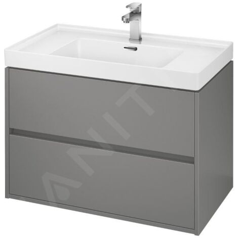 Cersanit Crea - Meuble-lavabo, 53x79x45 cm, 2 tiroirs, gris S924-017