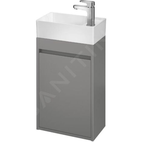 Cersanit Crea - Meuble-lavabo, 59x39x22 cm, 1 porte, charnières G/D, gris S924-014