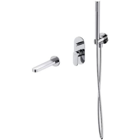 Cersanit Crea - Mitigeur de baignoire encastré, installation à trous, avec corps, avec accessoires, chrome S952-035