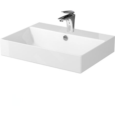 Cersanit Inverto - Lavabo 61x46 cm, avec trop-plein, trou pour robinetterie, blanc K671-005