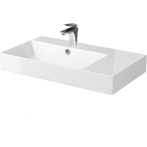 Cersanit Inverto - Lavabo 81x46 cm, avec trop-plein, trou pour robinetterie, blanc K671-006