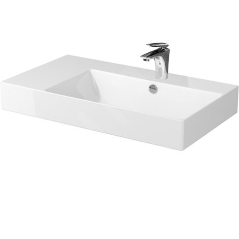 Cersanit Inverto - Lavabo 81x46 cm, avec trop-plein, trou pour robinetterie, blanc K671-016