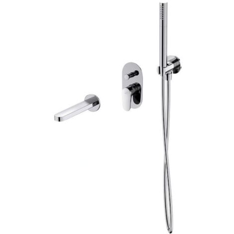 Cersanit Inverto - Mitigeur de baignoire encastré, installation à trous, avec corps, avec accessoires, chrome S952-038