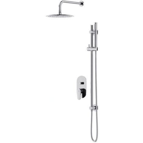 Cersanit Inverto - Set de douche avec mitigeur encastré, avec corps d’encastrement, diamètre 25 cm, chrome S952-005