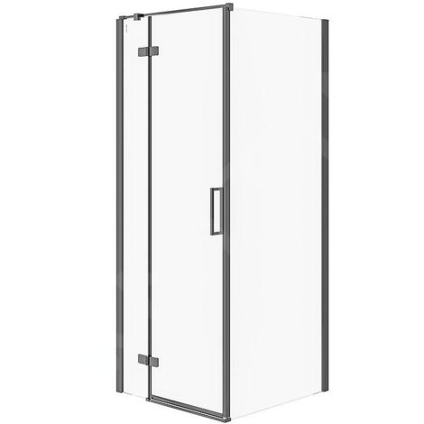 Cersanit Jota - Cabine de douche 80x80 cm, gauche, noir/verre clair S160-007