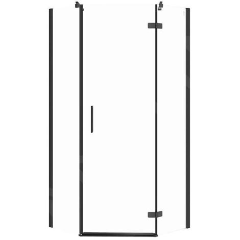 Cersanit Jota - Cabine de douche 90x90 cm, droite, noir/verre clair S160-015