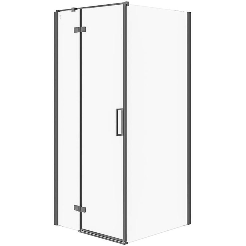 Jota - Cabine de douche 90x90 cm, gauche, noir/verre clair S160-003 - Cersanit