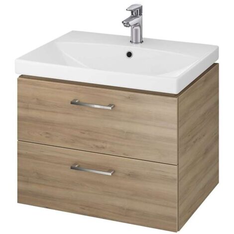 Cersanit Lara - Meuble avec lavabo, 45x59x45 cm, 2 tiroirs, noyer S801-143-DSM