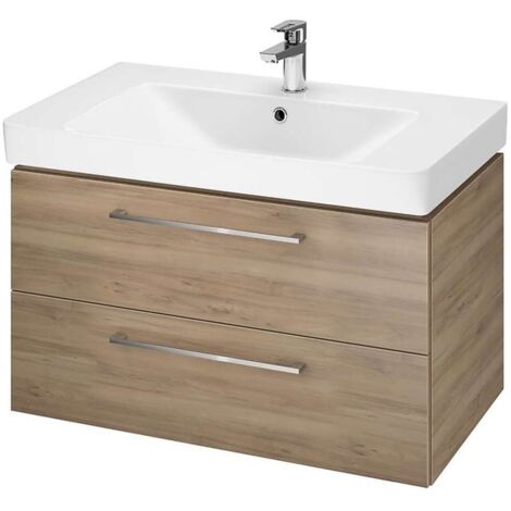 Cersanit Lara - Meuble avec lavabo, 45x79x45 cm, 2 tiroirs, noyer S801-339-DSM