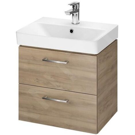 Cersanit Lara - Meuble avec lavabo, 46x49x35 cm, 2 tiroirs, noyer S801-322-DSM