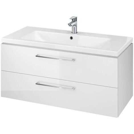 Cersanit Lara - Mobiletto con lavabo, 46x99x45 cm, 2 cassetti, bianco S801-191-DSM