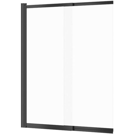 Cersanit Larga - Badewannenabtrennung, zweiteilig, 116x140 cm, schwarz/Klarglas S932-142