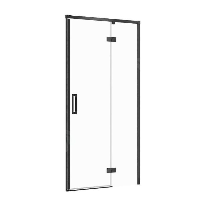 Cersanit Larga - Porte de douche 100x195 cm, droite, noir/verre clair S932-125