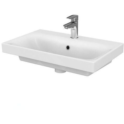 Cersanit – Lavabo 60x38cm céramique blanc anguleux avec trou robinetterie et trop-plein – K116010