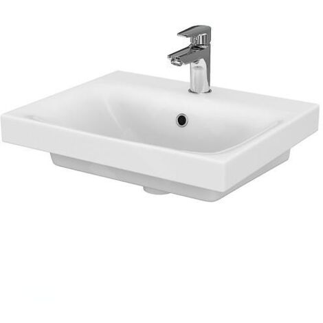 Cersanit – Lavabo céramique 50x40 cm avec trou pour robinetterie et trop-plein – Vasque à encastrer blanche – K116009