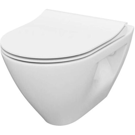 Cersanit Mille - Inodoro suspendido con asiento SoftClose, CleanOn, blanco S701-454
