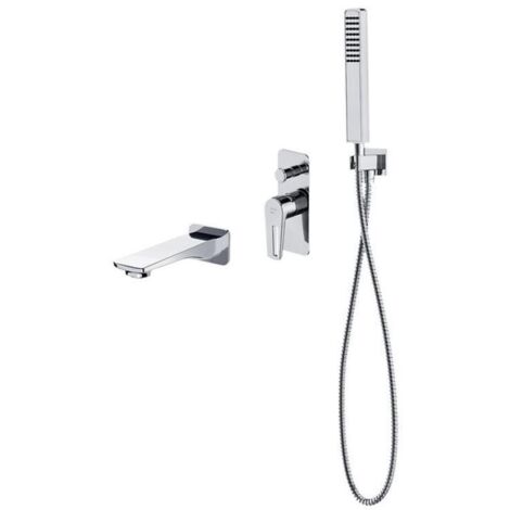 Cersanit Mille - Mitigeur de baignoire encastré, installation à trous, avec corps, avec accessoires, chrome S952-037