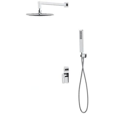 Cersanit Mille - Set de douche avec mitigeur encastré, avec corps d’encastrement, 20x20 cm, chrome S952-012