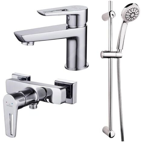 Cersanit Mille - Set de mitigeur de lavabo et de baignoire avec accessoires, chrome S952-004