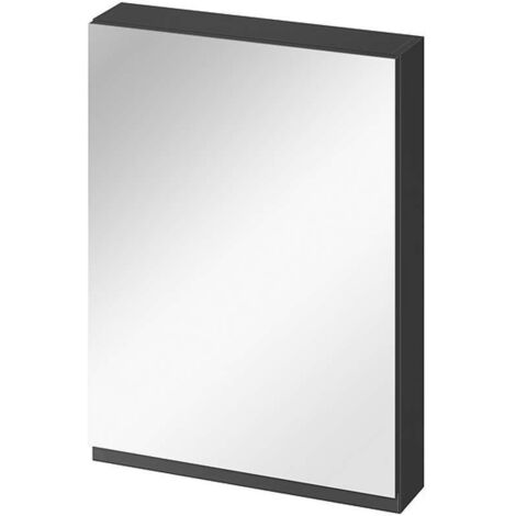 Cersanit Moduo - Armario con espejo, 80x60x14 cm, 1 puerta, bisagras izq./dcha, antracita S590-085