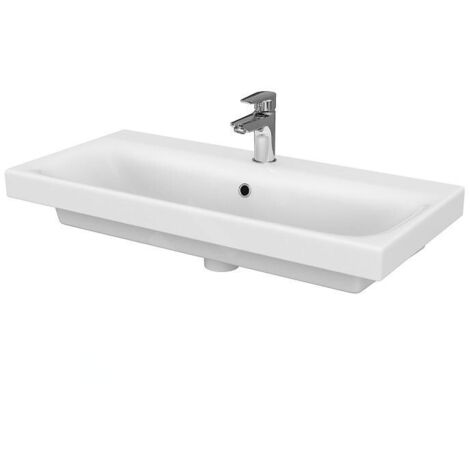 Cersanit Moduo - Lavabo 80x38 cm, avec trop-plein, trou pour robinetterie, blanc K116-012