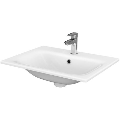 Cersanit Moduo - Lavabo de meuble 60x45 cm, avec trop-plein, trou pour robinetterie, blanc K116-043