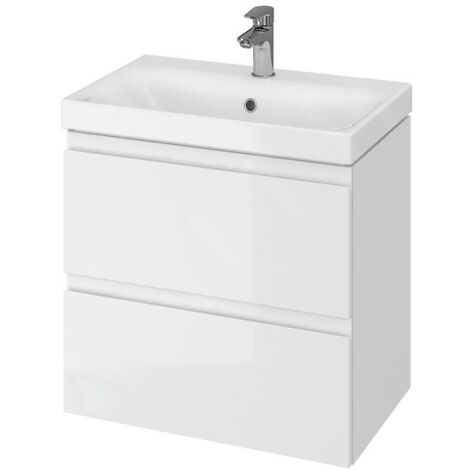 Cersanit Moduo - Meuble avec lavabo, 57x60x38 cm, 2 tiroirs, blanc S801-227-DSM