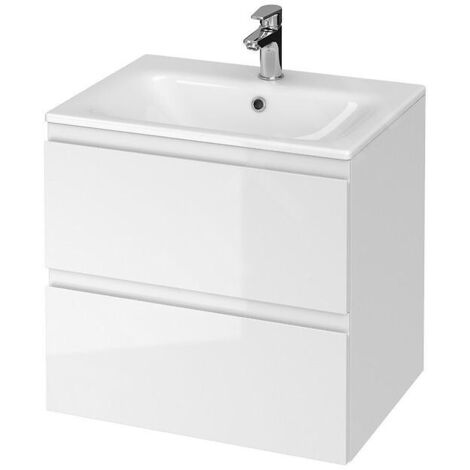 Cersanit Moduo - Meuble avec lavabo, 57x60x45 cm, 2 tiroirs, blanc S801-314-DSM