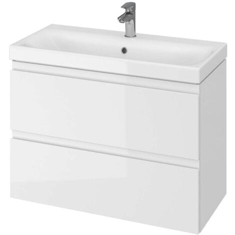 Cersanit Moduo - Meuble avec lavabo, 57x80x38 cm, 2 tiroirs, blanc S801-225-DSM