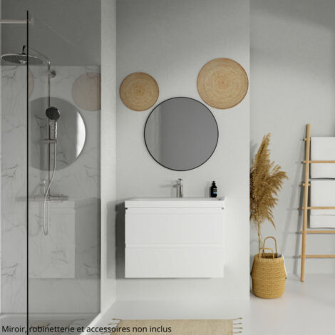 Cersanit Moduo - Meuble avec lavabo, 57x80x45 cm, 2 tiroirs, blanc S801-221-DSM