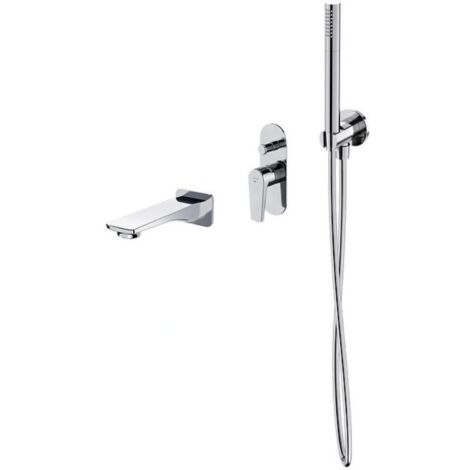 Cersanit Moduo - Mitigeur de baignoire encastré, montage 3 trous, avec corps, avec accessoires, chrome S952-040