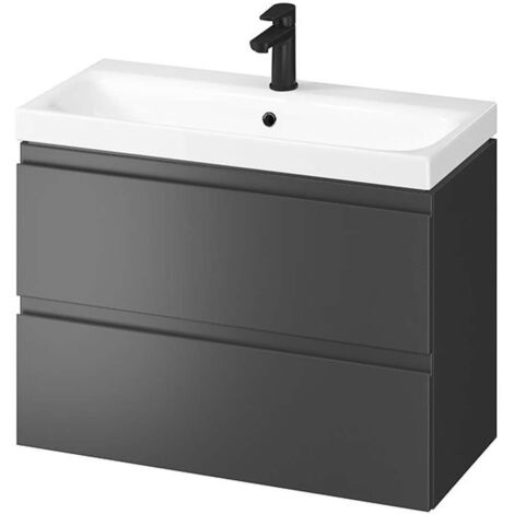 Cersanit Moduo - Mobiletto con lavabo, 57x80x38 cm, 2 cassetti, antracite S801-468-DSM