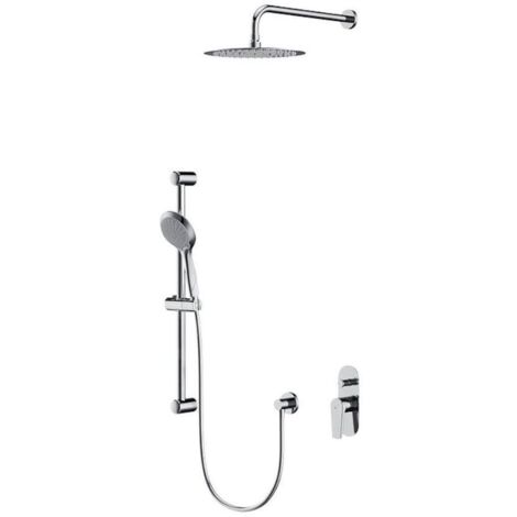 Cersanit Moduo - Set de douche avec mitigeur encastré, avec corps d’encastrement, diamètre 25 cm, 3 jets, chrome S952-011