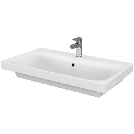 Cersanit Moduo - Waschbecken 80x45 cm, mit Überlauf, Hahnloch, weiß K116-013