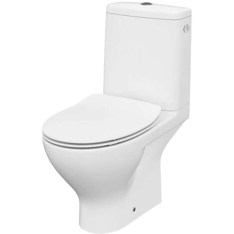 Cersanit Moduo - WC-Kombi mit SoftClose-Sitz, Abgang hinten, Wasseranschluss seitlich, CleanOn, weiß K116-001