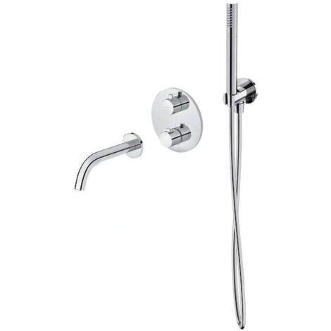 Cersanit Zen - Mitigeur de baignoire thermostatique encastré, installation à 3 trous, avec corps d´encastrement, avec