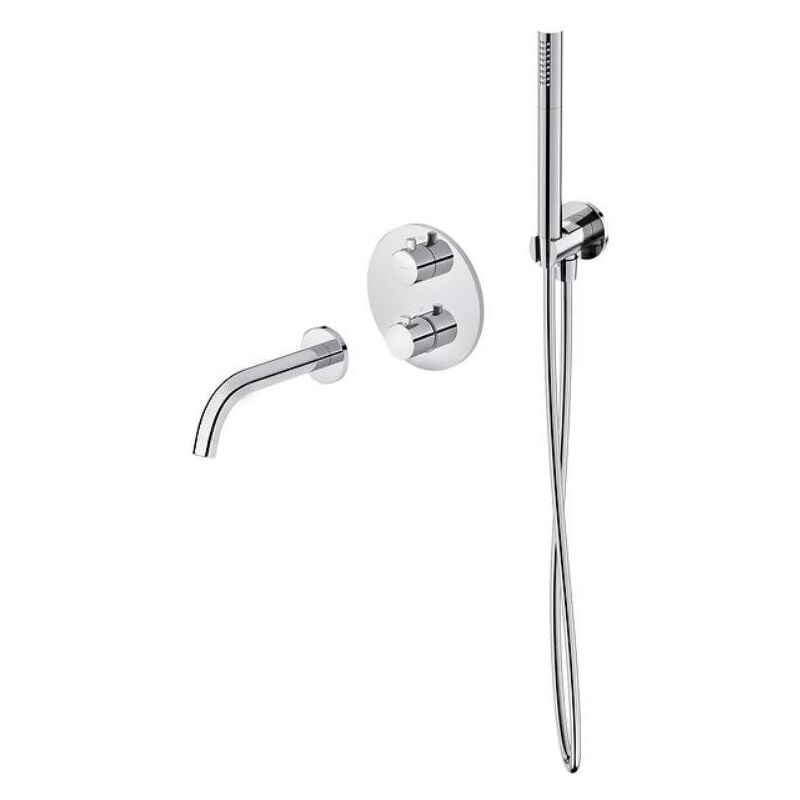 Zen - Mitigeur de baignoire thermostatique encastré, installation à 3 trous, avec corps d´encastrement, avec - Cersanit