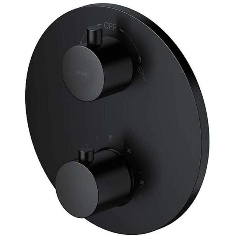 Zen - Mitigeur thermostatique à encastrer, 2 sorties, avec corps d'encastrement, noir S951-567 - Cersanit