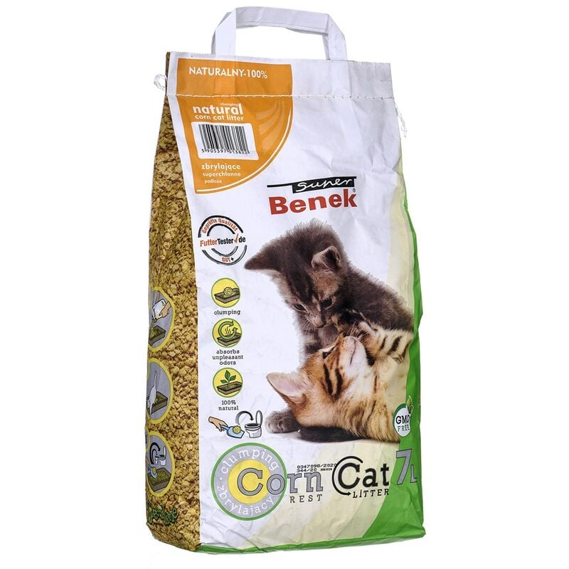 Certech Super Benek Corn Cat - litière agglomérante pour chat au maïs 7l