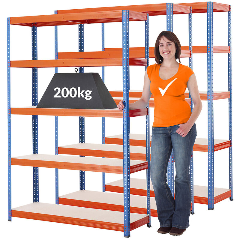 Certeo - 3x Étagère pour entrepôt | HxLxP 178 x 120 x 40 cm | Bleu/Orange | Charge max. par tablette: 200 kg | Mega Deal - Bleu