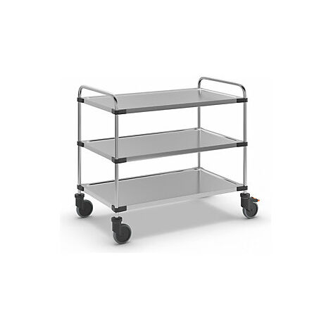 Certeo  Carrello di servizio in acciaio inox  con 3 ripiani 