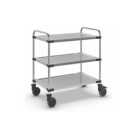 Certeo  Carrello di servizio in acciaio inox  con 3 ripiani 