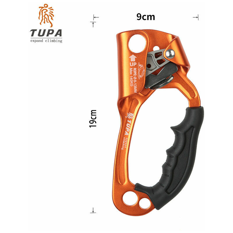Euritecsa - Certifié Main Ascendeur d'escalade Arbre Arboriste Rappel Gear Équipement Corde Pince pour 812 mm Corde--Orange [main droite].