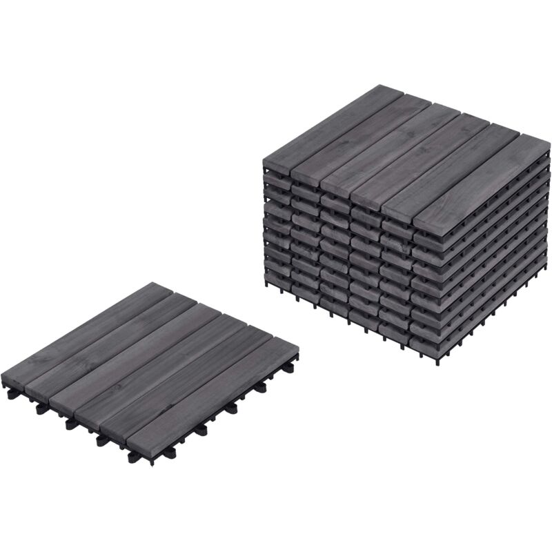 Beliani - Certified Acacia Wood Outdoor Flooring Plastic Base All-weather Resistant Garden Patio Balcony Accessories Grey Accettura
