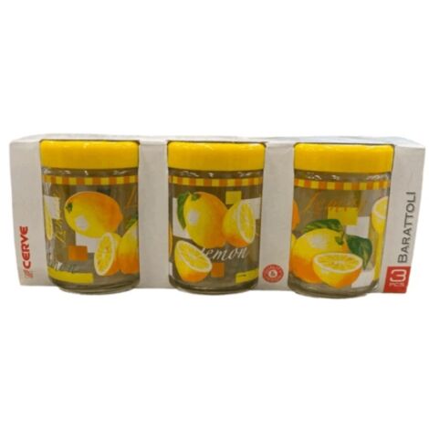 CERVE - SET 3 BARATTOLI IN VETRO DECORAZIONI LIMONI DIAM. 10CM