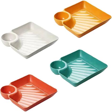 ces Assiettes Carr es De Avec Compartiment Sauce De Petits
