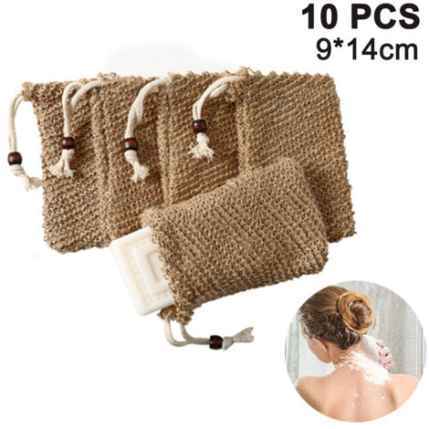 Ces sachets à savon (lot de 10) sont parfaits pour conserver le savon en vrac. Fabriqués en fibres naturelles, ils permettent de faire mousser et de sécher le savon facilement. Ces sachets à savon bio