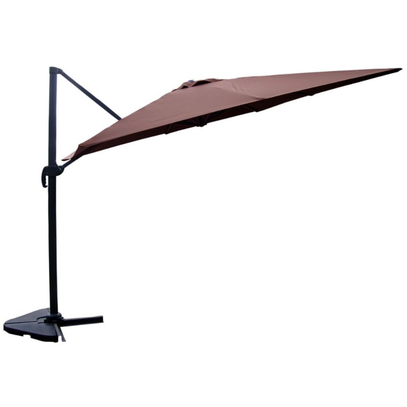 Parasol déporté rectangulaire de 3x4m rotatif à 360° chocolat cesare - brown