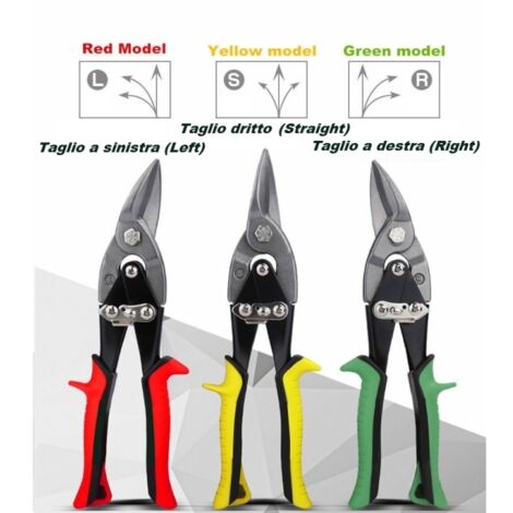 Cesoie/Cesoia a doppia leva per lamiere/lamiera taglio destro/sinistro/dritto set 3 pz