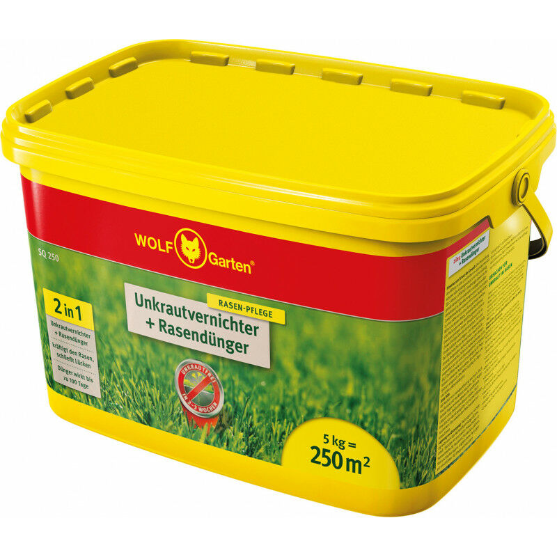 

césped fertilizante herbicida + 5 kg cubo SQ 250 Wolf-Garten